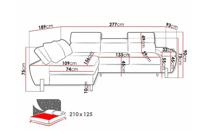 Rathkeale 4-sits Hörnbäddsoffa Dark blue - Huonekalut - Sohva - Vuodesohva