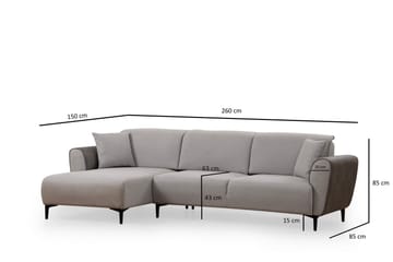 Rebelo 3-istuttava vasemmanpuoleinen l-mallinen vuodesohva 85x220 cm bouclé-kankaalla - Harmaa - Huonekalut - Sohva - Vuodesohva