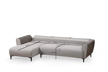 Rebelo 3-istuttava vasemmanpuoleinen l-mallinen vuodesohva 85x220 cm bouclé-kankaalla - Harmaa - Huonekalut - Sohva - Vuodesohva
