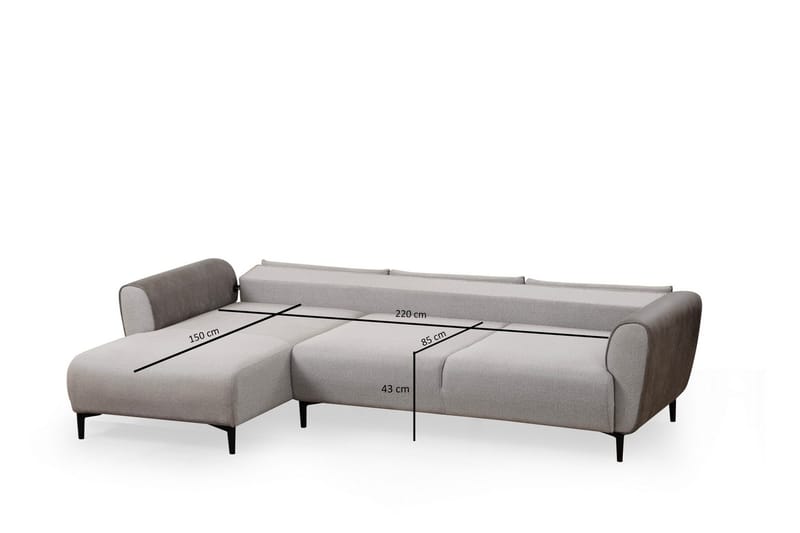 Rebelo 3-istuttava vasemmanpuoleinen l-mallinen vuodesohva 85x220 cm bouclé-kankaalla - Harmaa - Huonekalut - Sohva - Vuodesohva