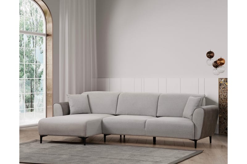 Rebelo 3-istuttava vasemmanpuoleinen l-mallinen vuodesohva 85x220 cm bouclé-kankaalla - Harmaa - Huonekalut - Sohva - Vuodesohva