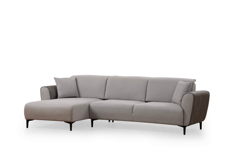 Rebelo 3-istuttava vasemmanpuoleinen l-mallinen vuodesohva 85x220 cm bouclé-kankaalla, Harmaa