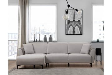 Rebelo 3-istuttava vasemmanpuoleinen l-mallinen vuodesohva 85x220 cm bouclé-kankaalla - Harmaa - Huonekalut - Sohva - Vuodesohva