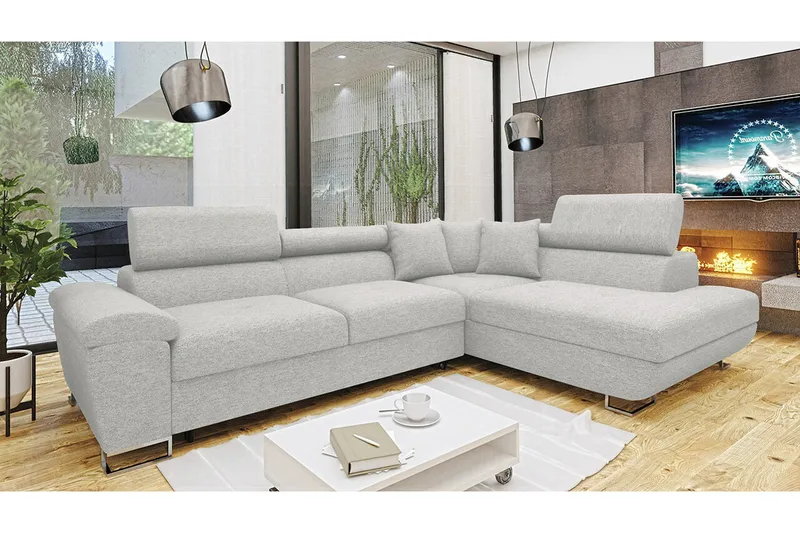 Reginia 3-sits Hörnbäddsoffa Ljusgrå - Huonekalut - Sohva - Vuodesohva