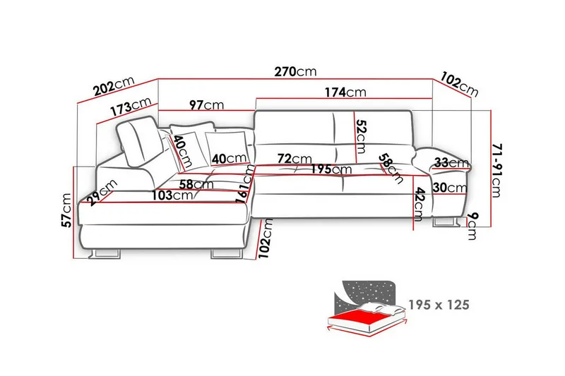 Reginia 3-sits Hörnbäddsoffa Ljusgrå - Huonekalut - Sohva - Vuodesohva