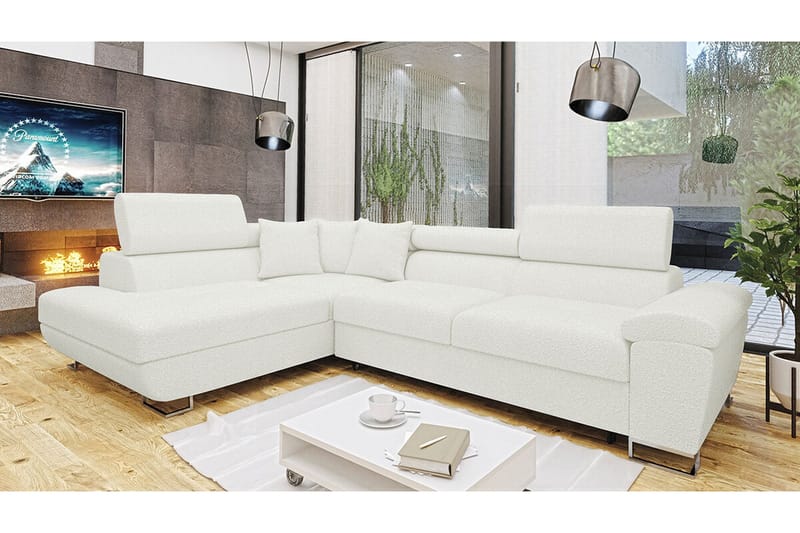 Reginia 3-sits Hörnbäddsoffa NO_BRAND White - Huonekalut - Sohva - Vuodesohva