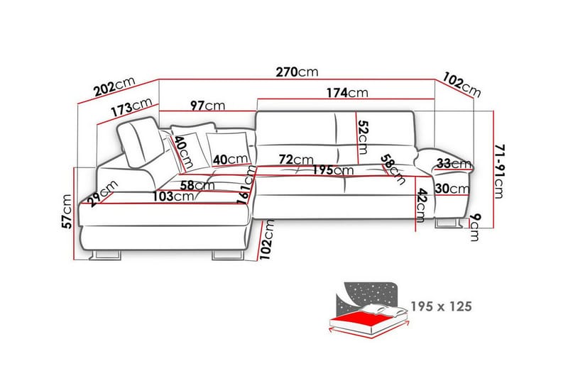 Reginia 3-sits Hörnbäddsoffa White - Huonekalut - Sohva - Vuodesohva