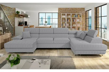 Reginia 4-istuttava kulmavuodesohva 125x270 cm säilytystilalla manchesterkangasta - Harmaa - Huonekalut - Sohva - Vuodesohva