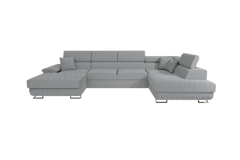 Reginia 4-istuttava kulmavuodesohva 125x270 cm säilytystilalla manchesterkangasta, Harmaa