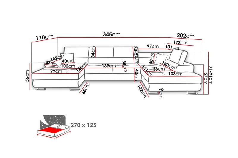 Reginia 4-istuttava kulmavuodesohva 125x270 cm säilytystilalla manchesterkangasta - Pullonvihreä - Huonekalut - Sohva - Vuodesohva