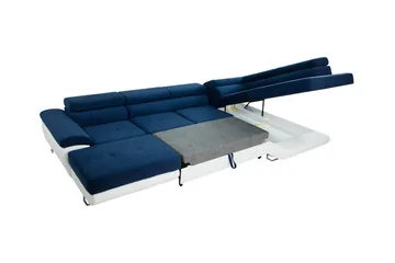 Reginia 4-istuttava kulmavuodesohva 125x270 cm säilytystilalla manchesterkangasta - Pullonvihreä - Huonekalut - Sohva - Vuodesohva
