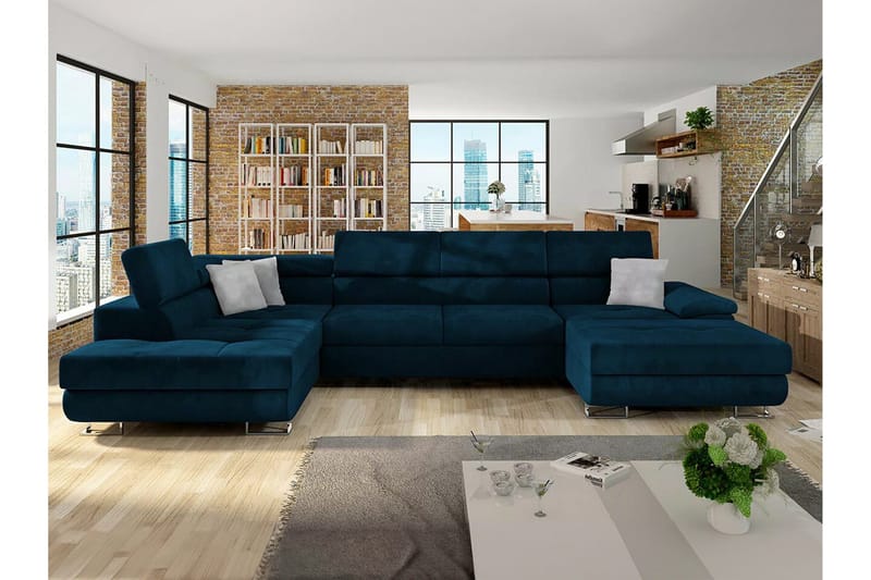 Reginia 4-sits Hörnbäddsoffa 375 cm NO_BRAND Dark blue - Huonekalut - Sohva - Vuodesohva
