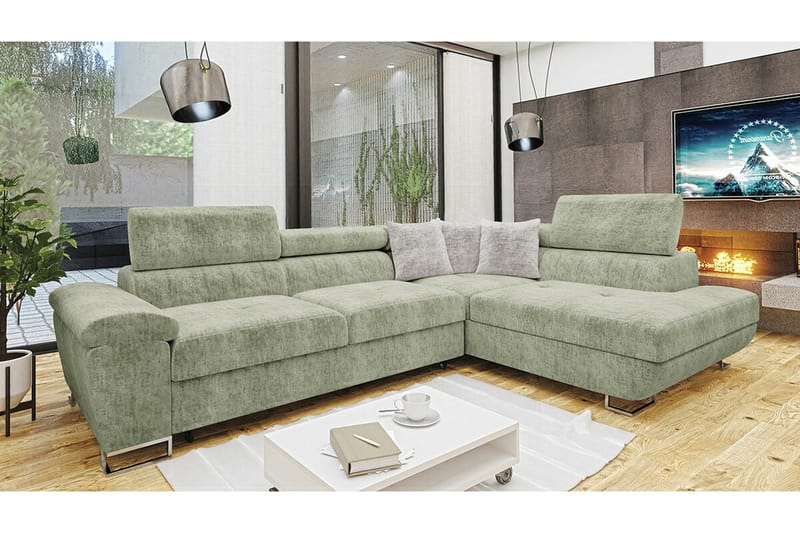 Reginia 4-sits Hörnbäddsoffa NO_BRAND Light green - Huonekalut - Sohva - Vuodesohva