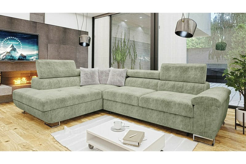 Reginia 4-sits Hörnbäddsoffa NO_BRAND Light green - Huonekalut - Sohva - Vuodesohva