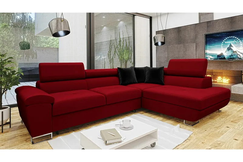 Reginia 4-sits Hörnbäddsoffa NO_BRAND Red - Huonekalut - Sohva - Vuodesohva