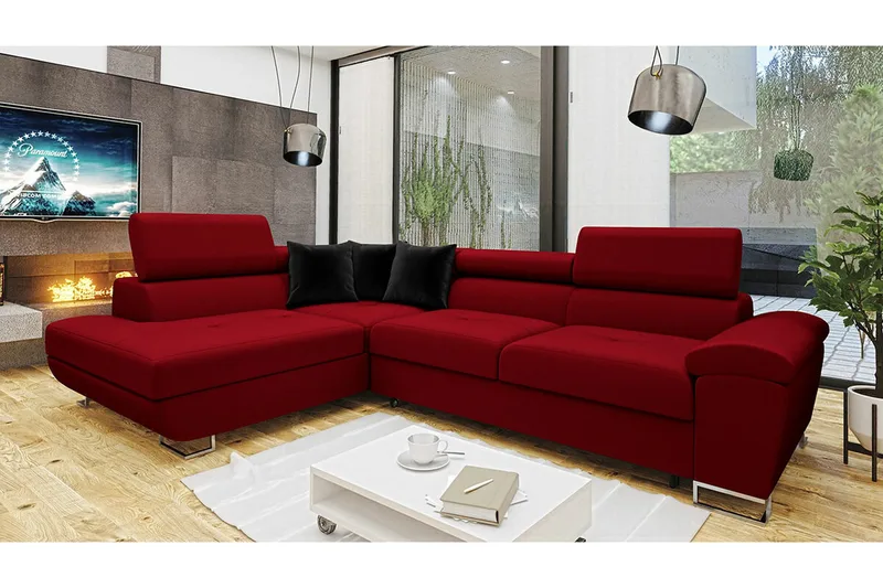 Reginia 4-sits Hörnbäddsoffa NO_BRAND Red - Huonekalut - Sohva - Vuodesohva