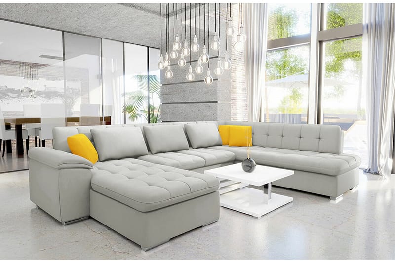 Sakri 5-sits Hörnbäddsoffa Ljusgrå - Huonekalut - Sohva - Vuodesohva