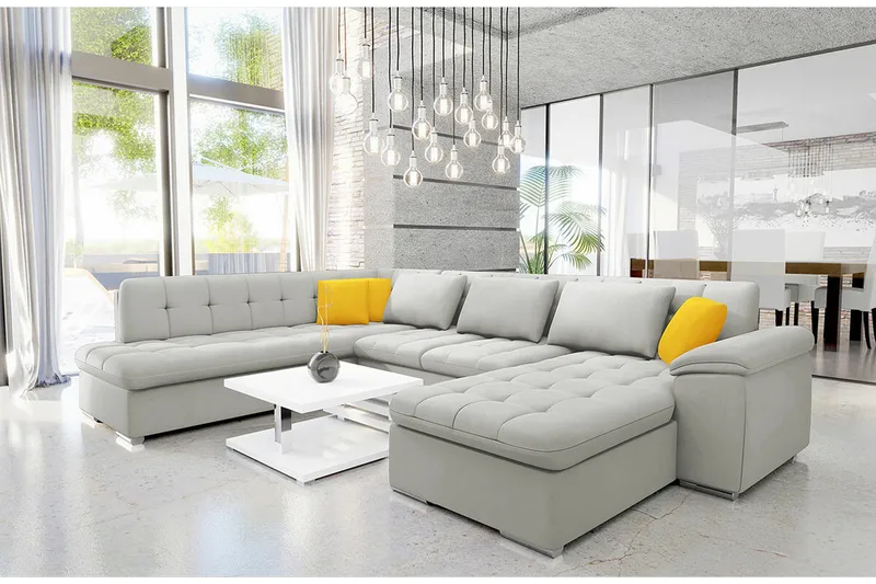 Sakri 5-sits Hörnbäddsoffa Ljusgrå - Huonekalut - Sohva - Vuodesohva