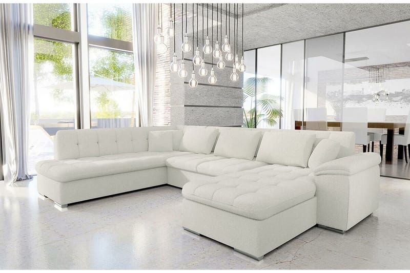 Sakri 5-sits Hörnbäddsoffa NO_BRAND White - Huonekalut - Sohva - Vuodesohva