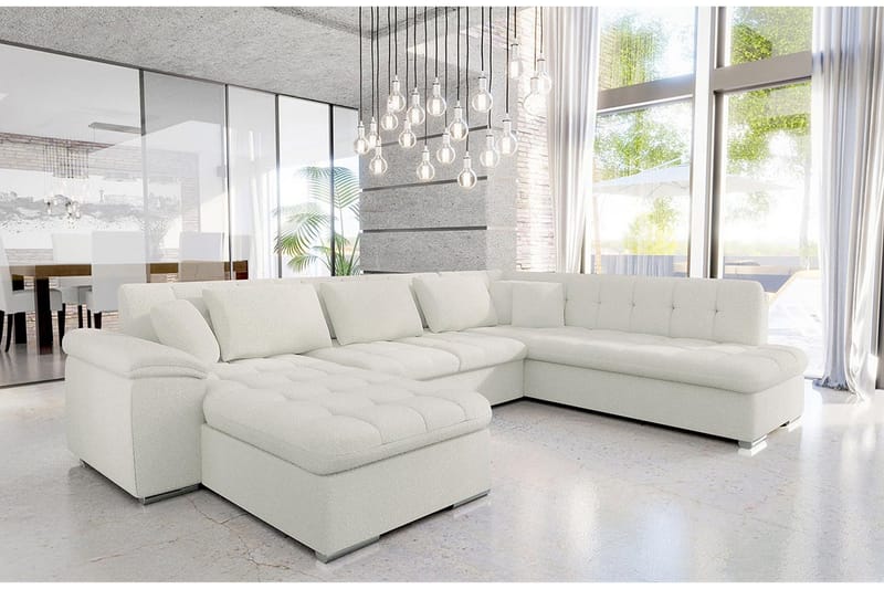 Sakri 5-sits Hörnbäddsoffa NO_BRAND White - Huonekalut - Sohva - Vuodesohva