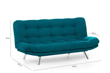 Sandee 3-istuttava vuodesohva 130x200 cm kankaalla - Petrolinsininen - Huonekalut - Sohva - Vuodesohva - 3 istuttava vuodesohva