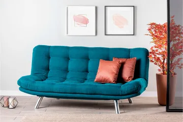 Sandee 3-istuttava vuodesohva 130x200 cm kankaalla - Petrolinsininen - Huonekalut - Sohva - Vuodesohva - 3 istuttava vuodesohva
