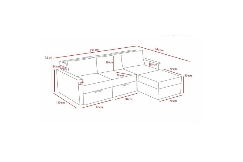 Savra Vuodesohva med Divan 3-sits - Antrasiitti - Huonekalut - Sohva - Vuodesohva