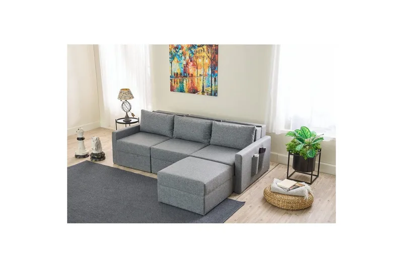 Savra Vuodesohva med Divan 3-sits - Harmaa - Huonekalut - Sohva - Vuodesohva