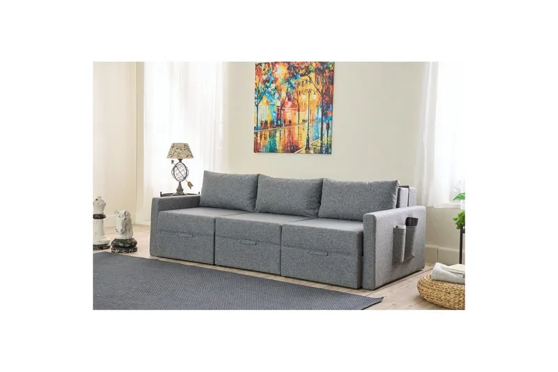 Savra Vuodesohva med Divan 3-sits - Harmaa - Huonekalut - Sohva - Vuodesohva