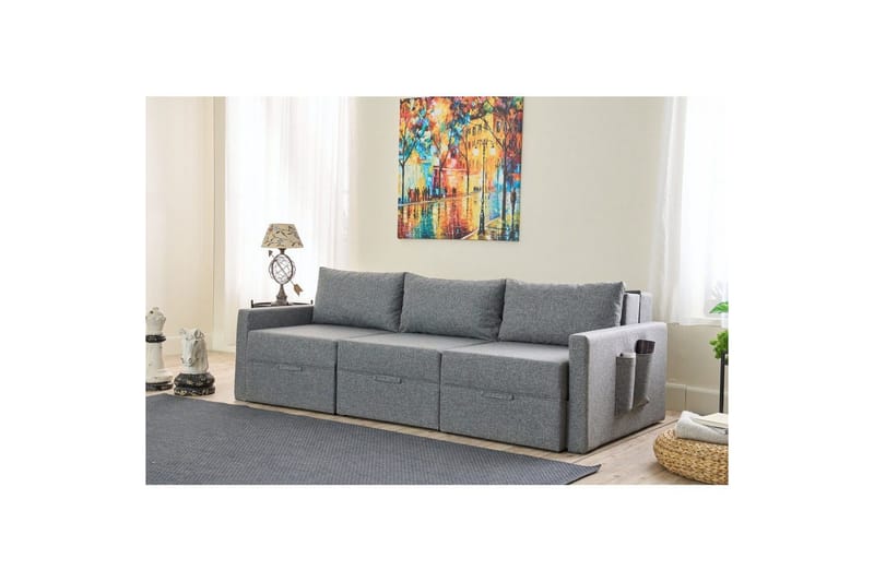 Savra Vuodesohva med Divan 3-sits - Harmaa - Huonekalut - Sohva - Vuodesohva