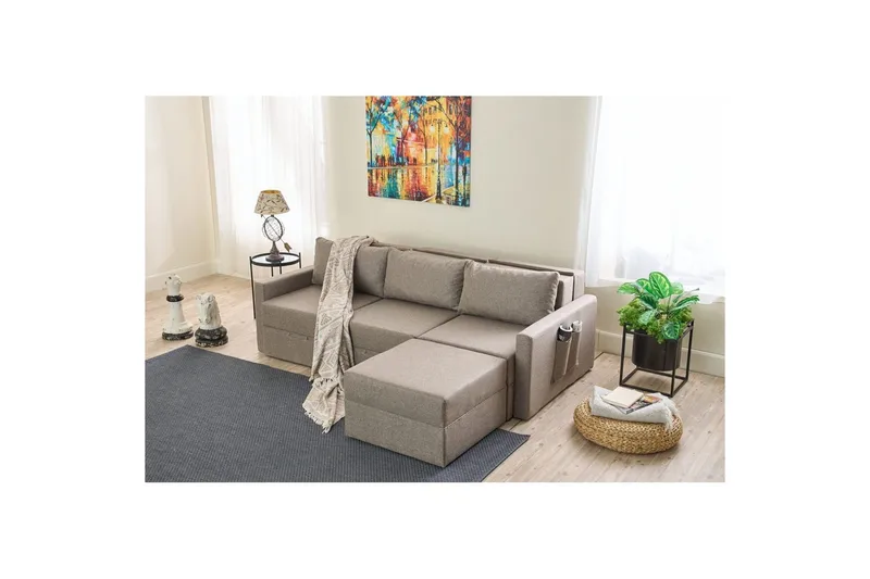 Savra Vuodesohva med Divan 3-sits - Ruskea - Huonekalut - Sohva - Vuodesohva