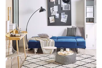 Selekk taitettava 2-istuttava vuodesohva 105x192 cm samettia - Sininen - Huonekalut - Sohva - Vuodesohva