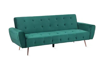 Selnes 3-istuttava vuodesohva 100x181 cm samettia - Vihreä - Huonekalut - Sohva - Vuodesohva - 3 istuttava vuodesohva