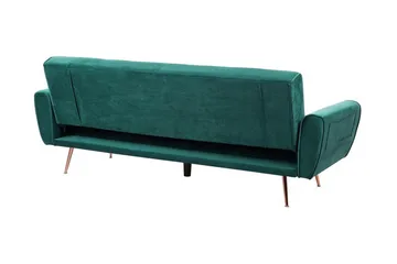 Selnes 3-istuttava vuodesohva 100x181 cm samettia - Vihreä - Huonekalut - Sohva - Vuodesohva - 3 istuttava vuodesohva