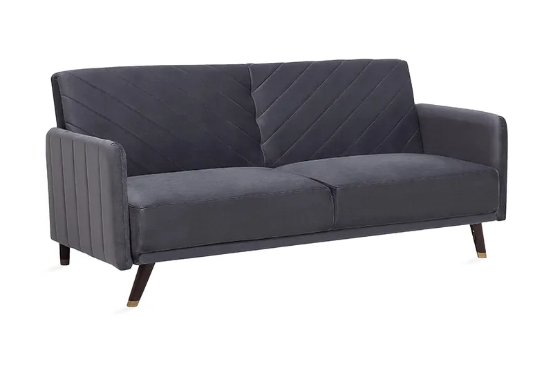 Senja 2-istuttava vuodesohva 200 cm samettia puujaloilla, Harmaa
