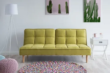 Siljan 3-istuttava suorakaiteen muotoinen vuodesohva 105x177 cm samettia - Vihreä - Huonekalut - Sohva - Vuodesohva - 3 istuttava vuodesohva