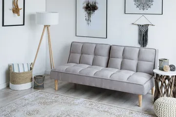 Siljan 3-istuttava suorakulmainen vuodesohva 105x177 cm kangasta - Harmaa - Huonekalut - Sohva - Vuodesohva - 3 istuttava vuodesohva