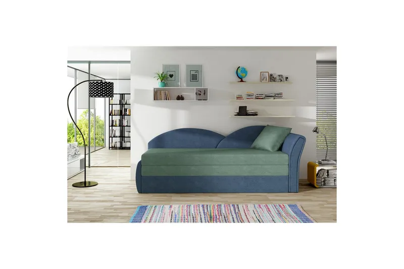 Sohva Eltap Aga 218x80x77 cm - Soro 34, Soro 76, Vihreä, Sininen, Oikea - Huonekalut - Sohva - Vuodesohva - 3 istuttava vuodesohva