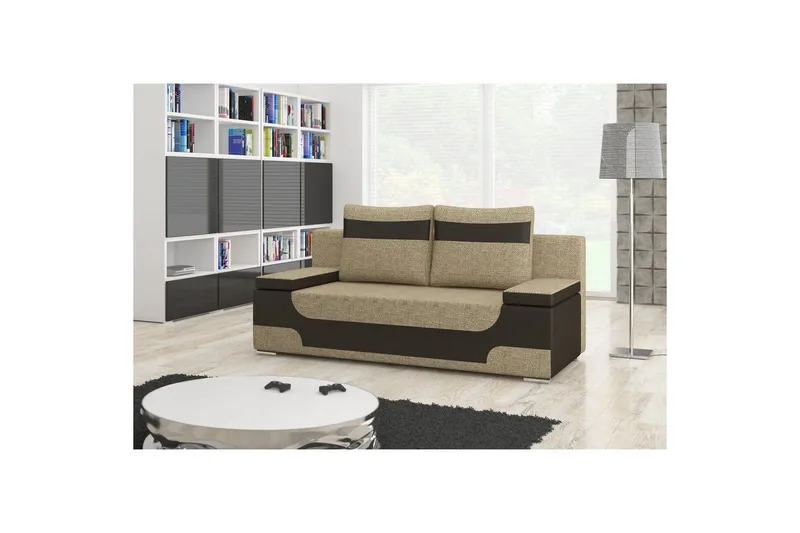 Sohva Eltap Area 200x90x92 cm - Berlin 03, Soft 66, beige, tummanruskea - Huonekalut - Sohva - Vuodesohva - 3 istuttava vuodesohva