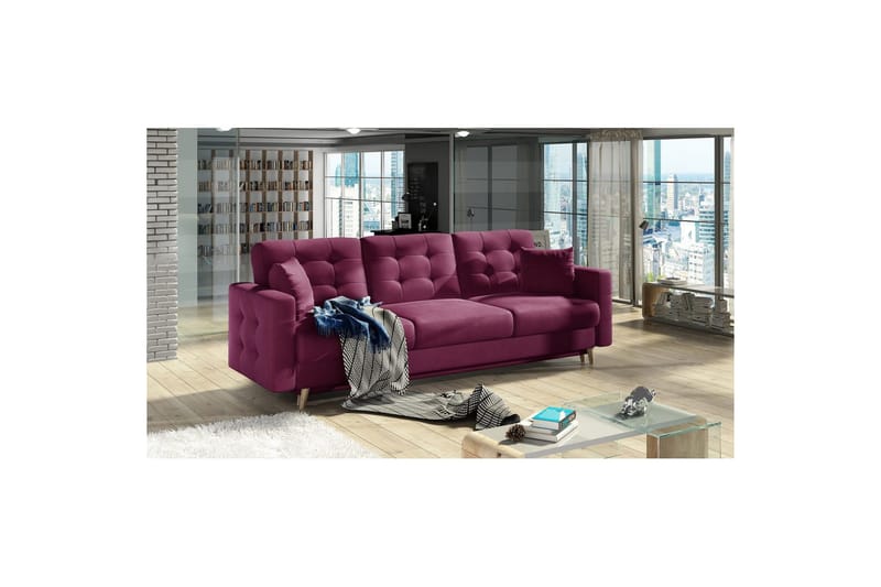 Sohva Eltap Asgard 233x93x92 cm - Mat Velvet 68, Punainen - Huonekalut - Sohva - Vuodesohva - 3 istuttava vuodesohva