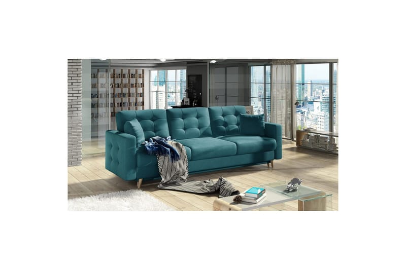 Sohva Eltap Asgard 233x93x92 cm - Mat Velvet 75, Vihreä - Huonekalut - Sohva - Vuodesohva - 3 istuttava vuodesohva