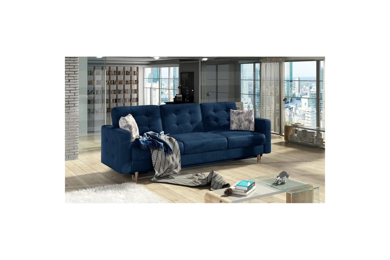 Sohva Eltap Asgard 233x93x92 cm - Monolith 77, Botanical 80, Sininen, Kuvio - Huonekalut - Sohva - Vuodesohva - 3 istuttava vuodesohva