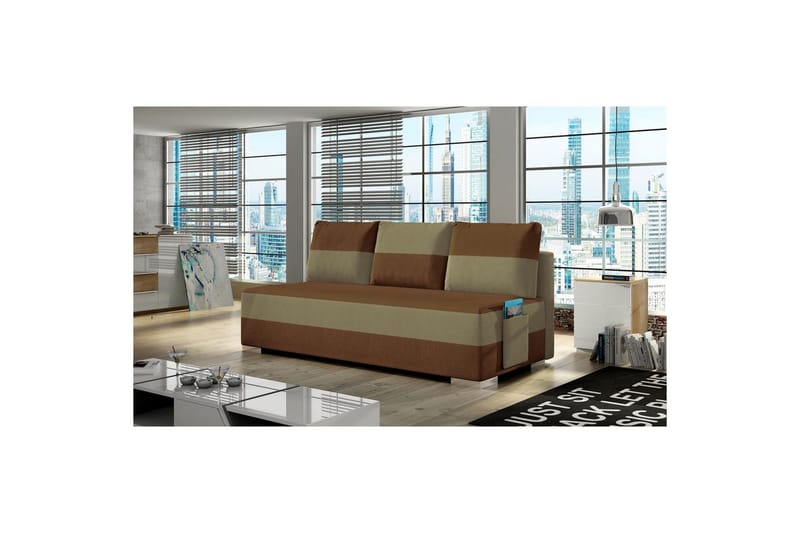 Sohva Eltap Atila 200x83x92 cm - Alova 12, Alova 66, Ruskea, Beige - Huonekalut - Sohva - Vuodesohva - 3 istuttava vuodesohva