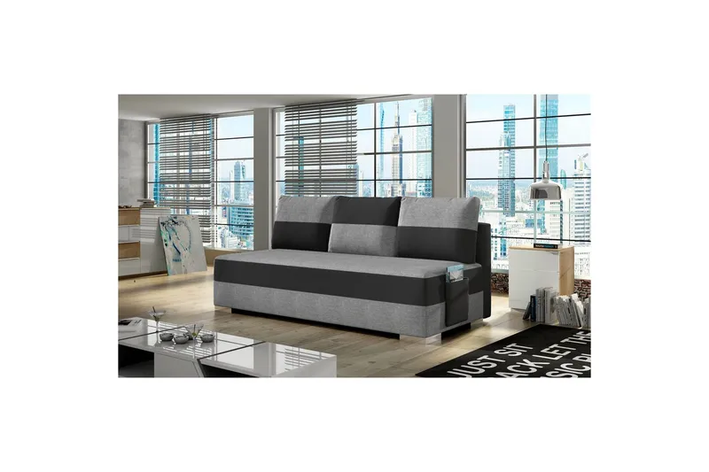 Sohva Eltap Atila 200x83x92 cm - Sawana 21, Soft 11, Harmaa, Musta - Huonekalut - Sohva - Vuodesohva - 3 istuttava vuodesohva