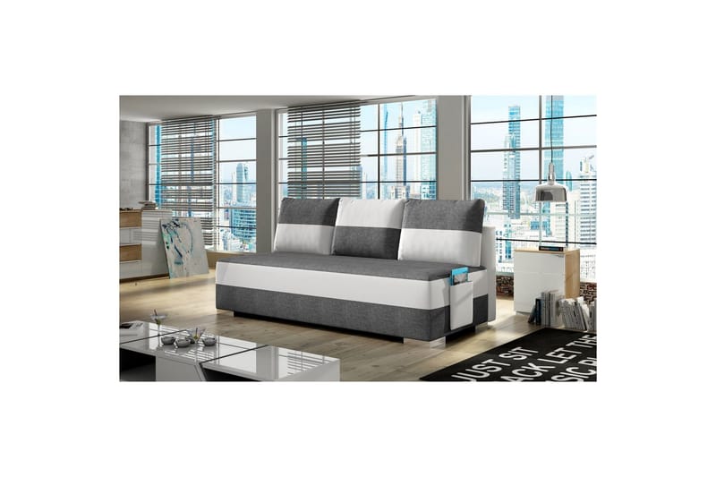 Sohva Eltap Atila 200x83x92 cm - Sawana 21, Soft 17, Harmaa, Valkoinen - Huonekalut - Sohva - Vuodesohva - 3 istuttava vuodesohva