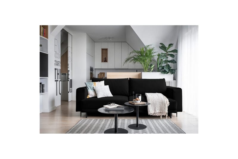 Sohva Eltap Dalia 248x84x95 cm - Velvetmat 10, Musta - Huonekalut - Sohva - Vuodesohva - 3 istuttava vuodesohva