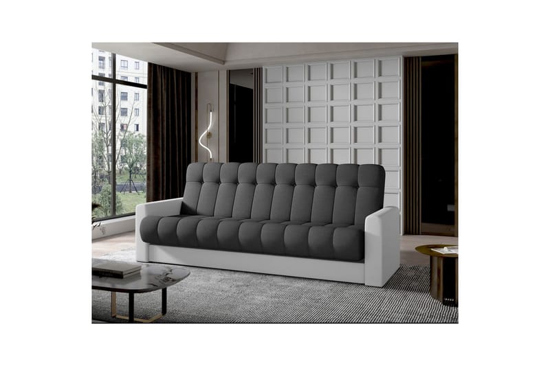 Sohva Eltap Garett 212x85x90 cm - Sawana 05, Soft 17, Harmaa, Valkoinen - Huonekalut - Sohva - Vuodesohva - 3 istuttava vuodesohva