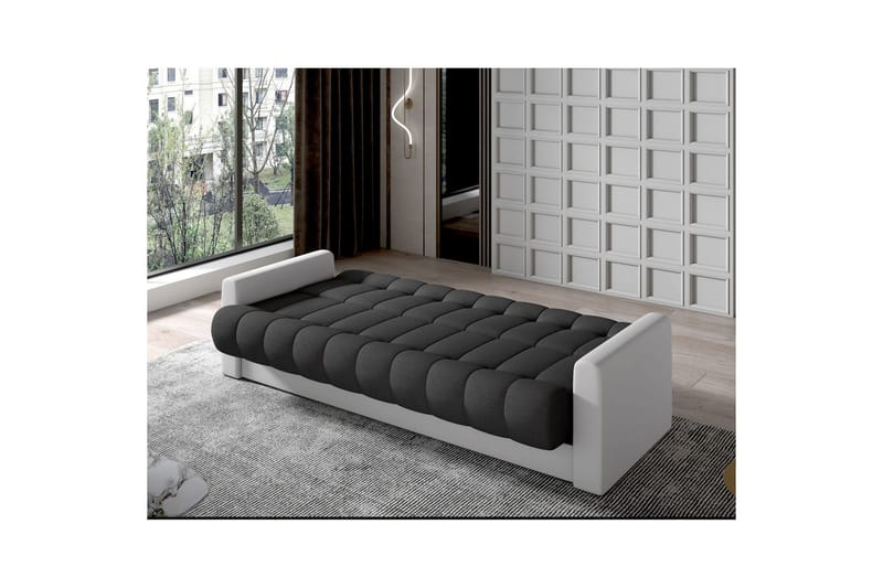 Sohva Eltap Garett 212x85x90 cm - Sawana 05, Soft 17, Harmaa, Valkoinen - Huonekalut - Sohva - Vuodesohva - 3 istuttava vuodesohva