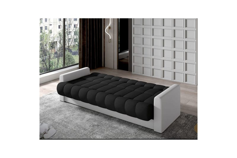 Sohva Eltap Garett 212x85x90 cm - Sawana 14, Soft 17, Musta, Valkoinen - Huonekalut - Sohva - Vuodesohva - 3 istuttava vuodesohva