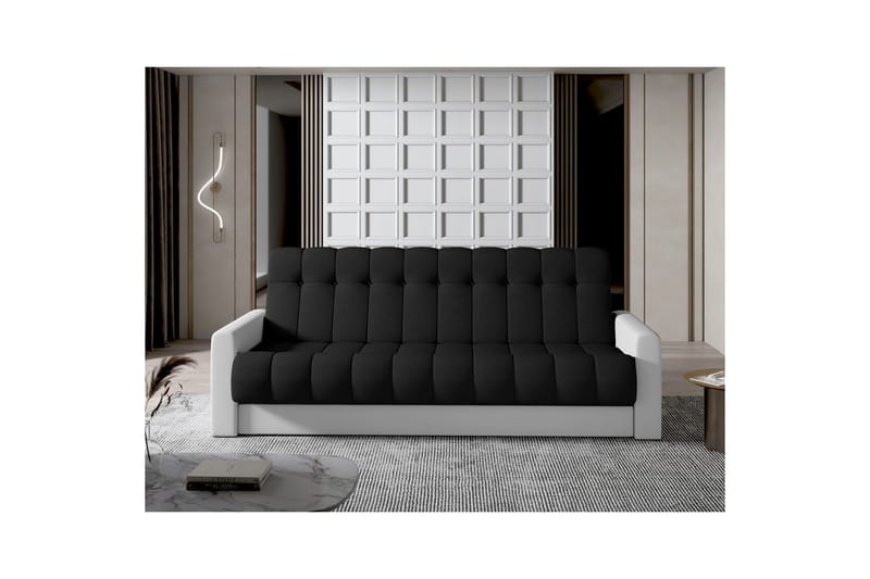 Sohva Eltap Garett 212x85x90 cm - Sawana 14, Soft 17, Musta, Valkoinen - Huonekalut - Sohva - Vuodesohva - 3 istuttava vuodesohva